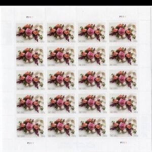 20 Two Oz Stamps  Roses  For Weddings 1 Sheet